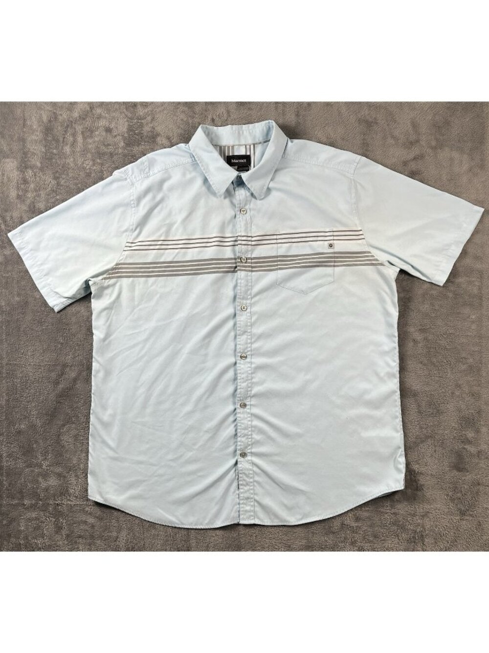 Marmot Casual Short Sleeve Button Up Shirt Light Blue Men's XXL